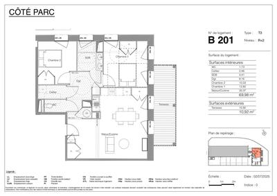 Appartement - 70 m² - 3 pièces