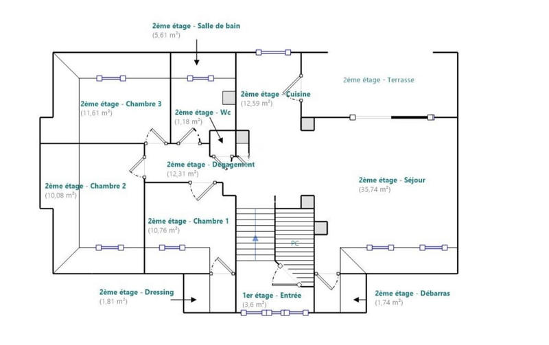 Appartement - 130 m² - 5 pièces