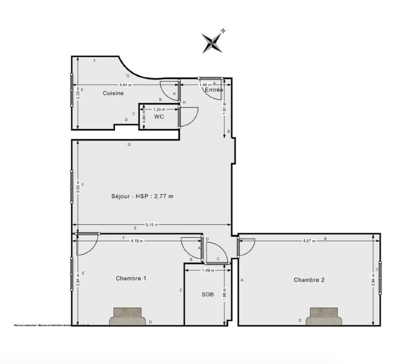 Appartement - 54 m² - 3 pièces
