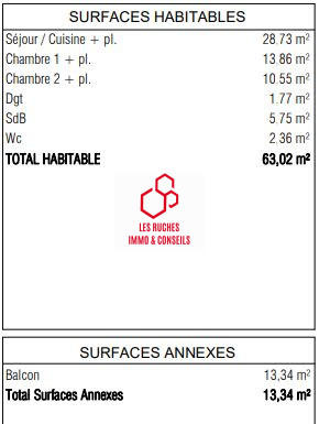 Appartement - 64 m² - 3 pièces