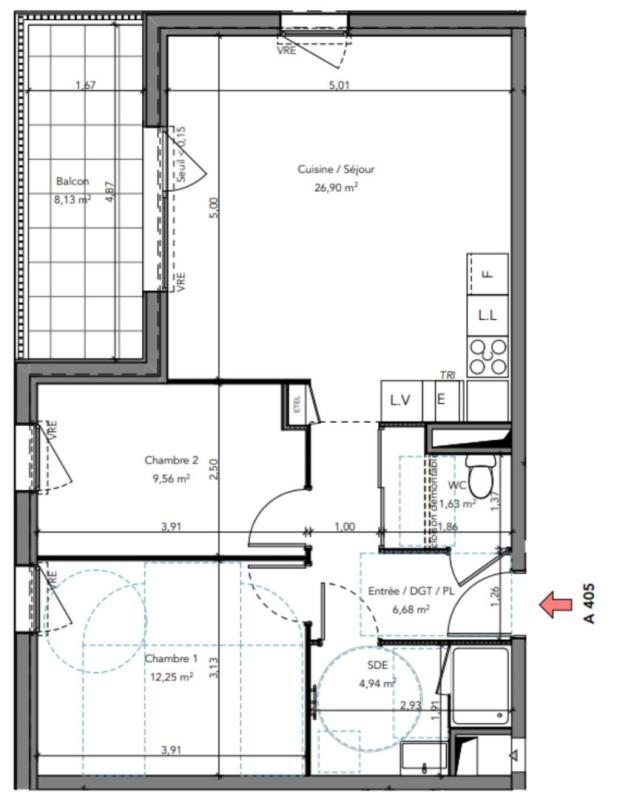 Appartement - 61 m² - 3 pièces