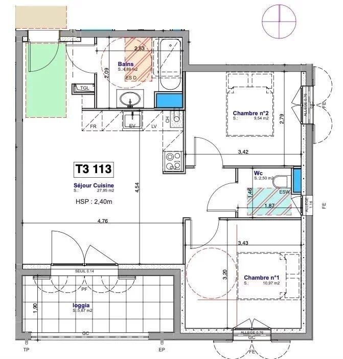 Appartement - 55 m² - 3 pièces
