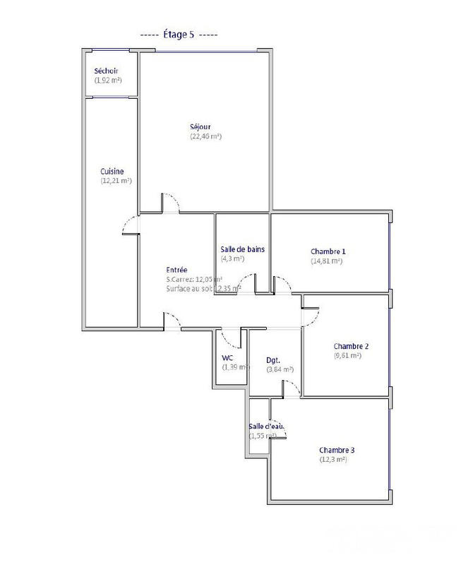 Appartement - 95 m² - 4 pièces