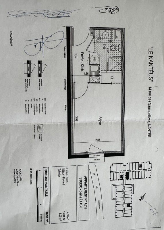 Appartement - 19 m² - 1 pièce