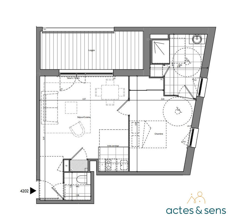 Appartement - 46 m² - 2 pièces