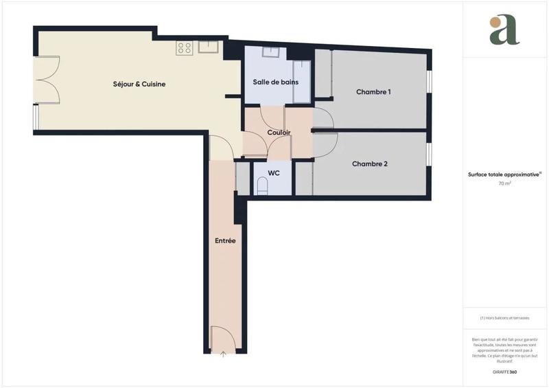 Appartement ancien - 71 m² - 3 pièces