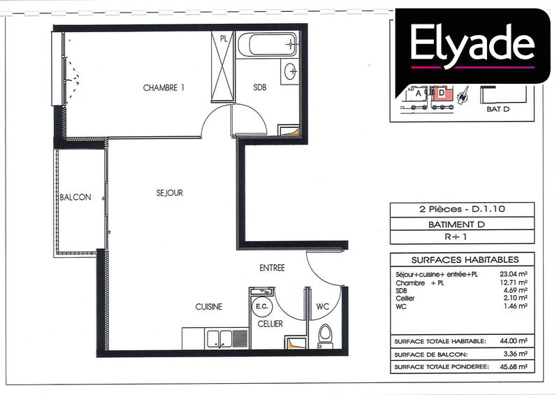 Appartement - 44 m² - 2 pièces