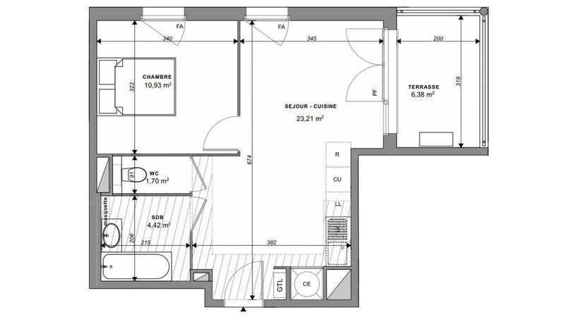 Appartement - 40 m² - 2 pièces