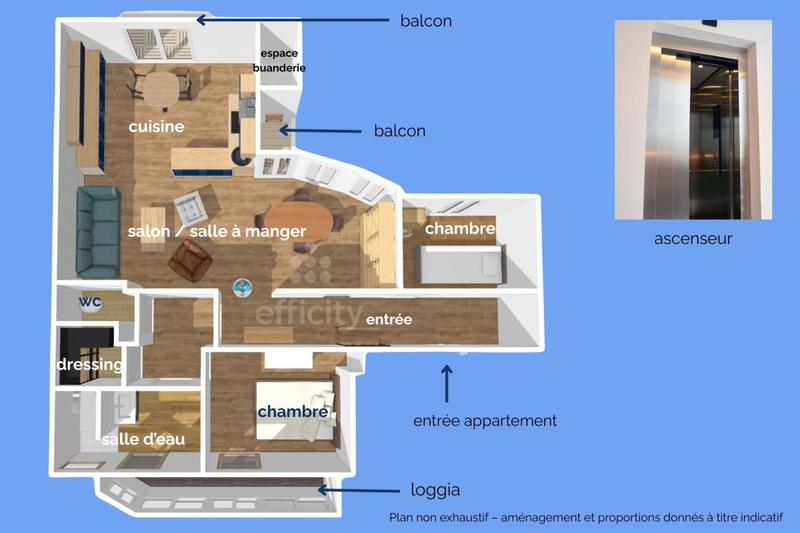 Appartement - 97 m² - 3 pièces