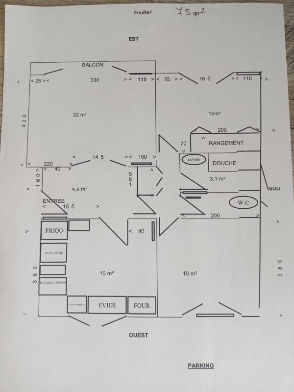 Appartement - 75 m² - 3 pièces