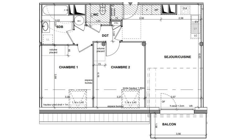 Appartement - 57 m² - 3 pièces
