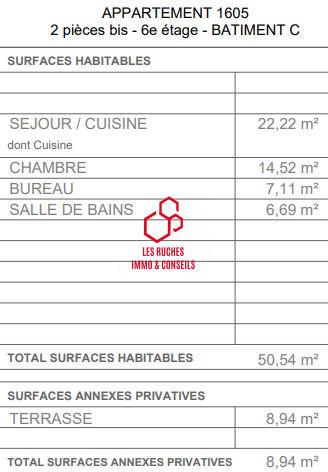 Appartement - 51 m² - 2 pièces