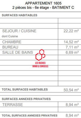 Appartement - 51 m² - 2 pièces