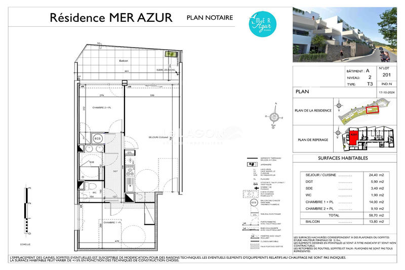 Appartement - 59 m² - 3 pièces