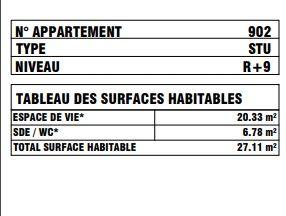 Studio - 27 m² - 1 pièce