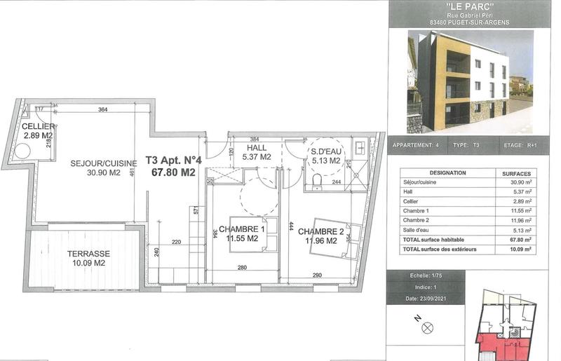 Appartement - 67 m² - 3 pièces