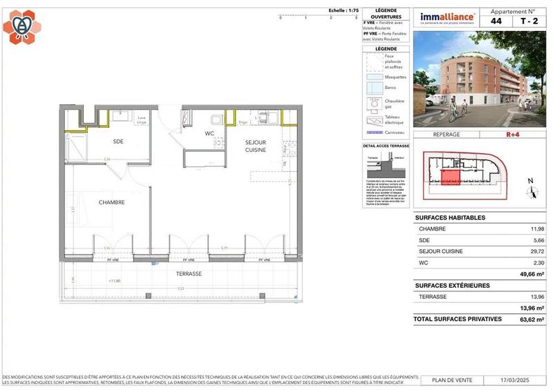 Appartement - 49 m² - 2 pièces