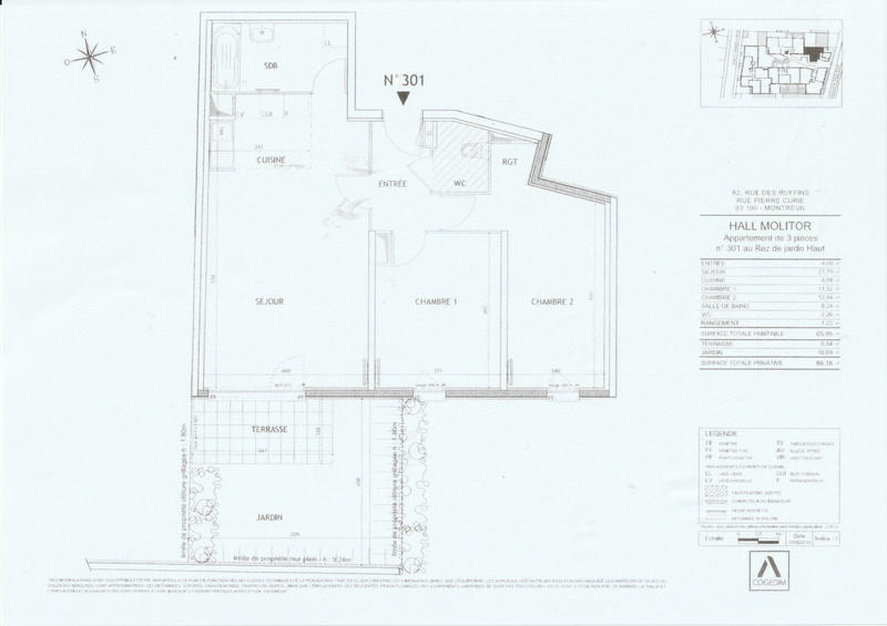 Appartement - 66 m² - 3 pièces