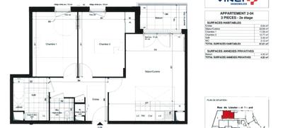 Appartement - 62 m² - 3 pièces