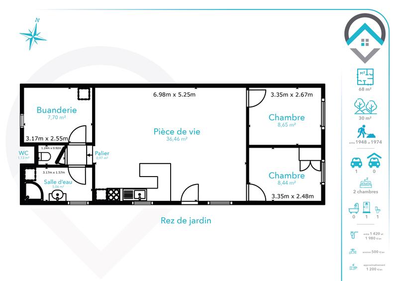 Maison - 68 m² - 3 pièces