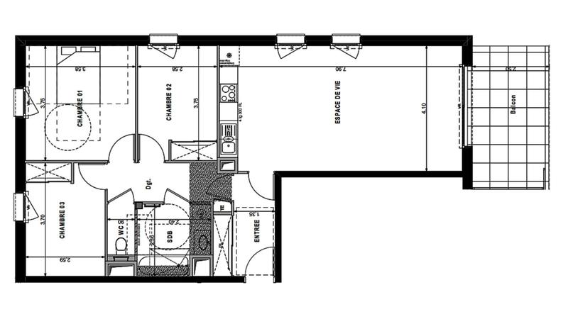 Appartement - 82 m² - 4 pièces