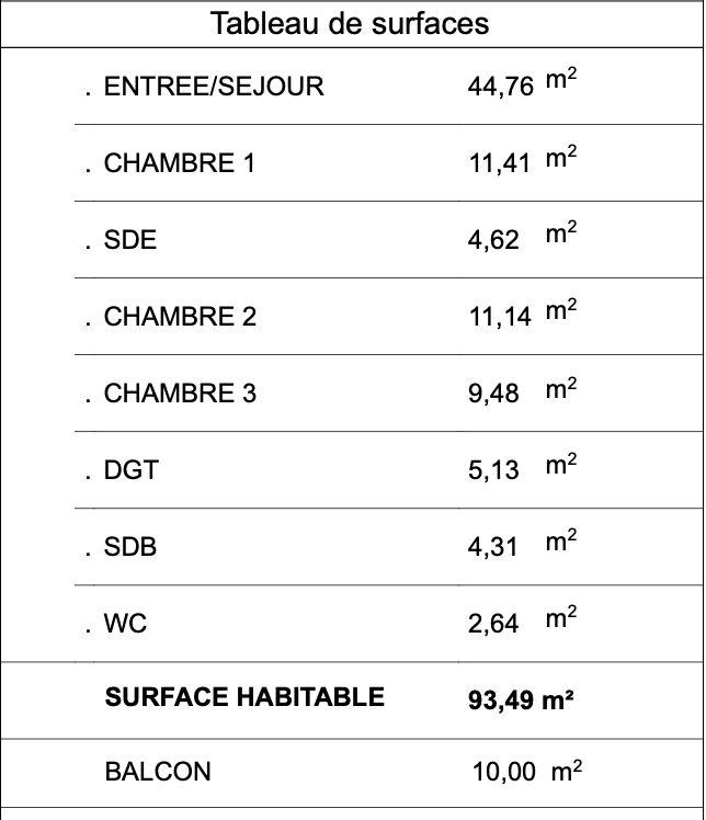 Appartement - 93 m² - 4 pièces