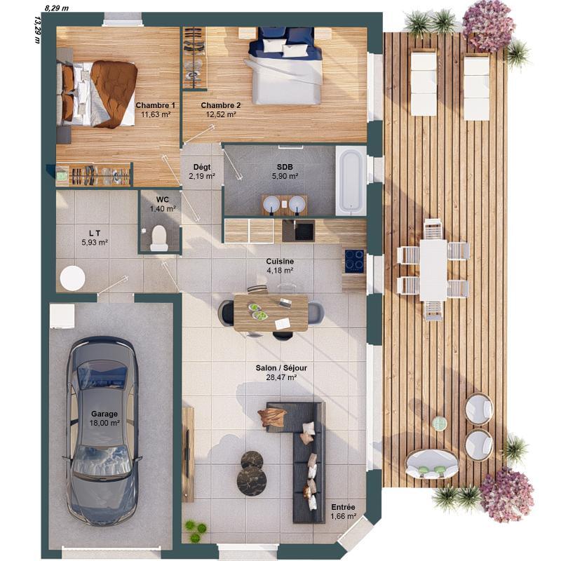 Maison - 74 m² - 4 pièces