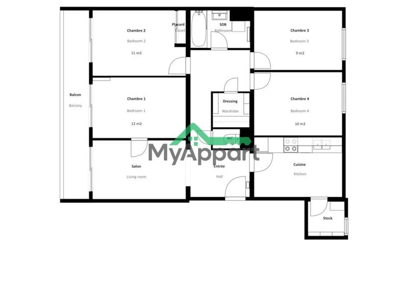 Appartement - 10 m² - 1 pièce