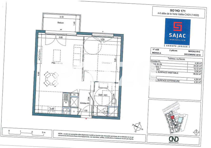 Appartement - 46 m² - 2 pièces