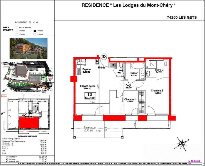 Appartement - 62 m² - 3 pièces