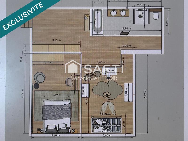 Appartement - 60 m² - 2 pièces