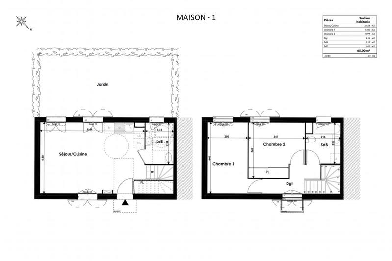 Maison - 65 m² - 3 pièces