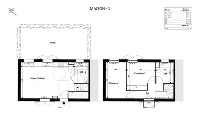 Maison - 65 m² - 3 pièces