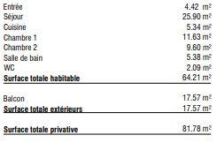 Appartement - 64 m² - 3 pièces