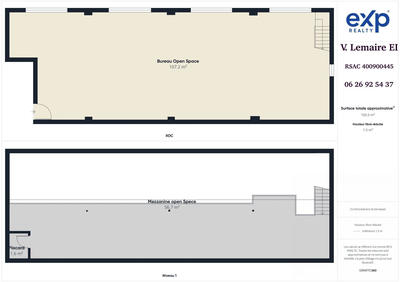 Bureau - 164 m² - 2 pièces