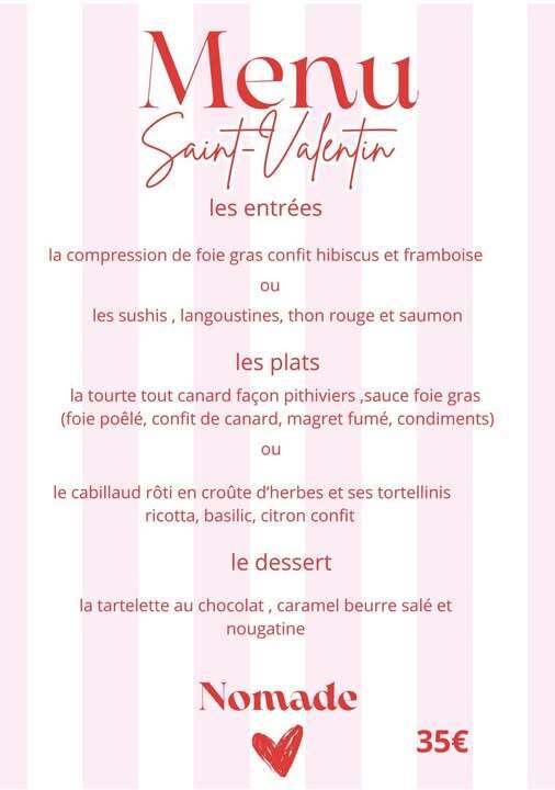 Menu Saint-Valentin à enporter de chez Bop