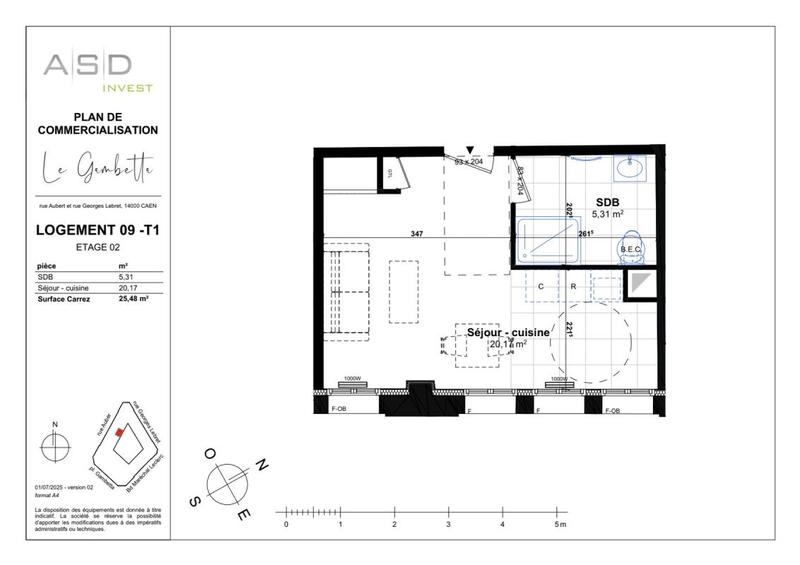 Appartement - 25 m² - 1 pièce