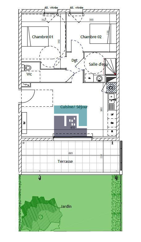 Appartement - 57 m² - 3 pièces