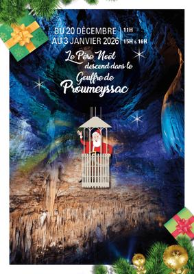 Le Père Noël descend dans le Gouffre de Proumeyssac
