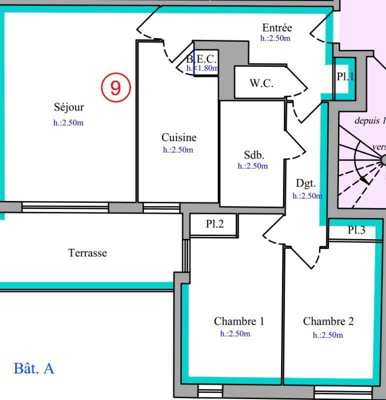 Appartement - 75 m² - 3 pièces