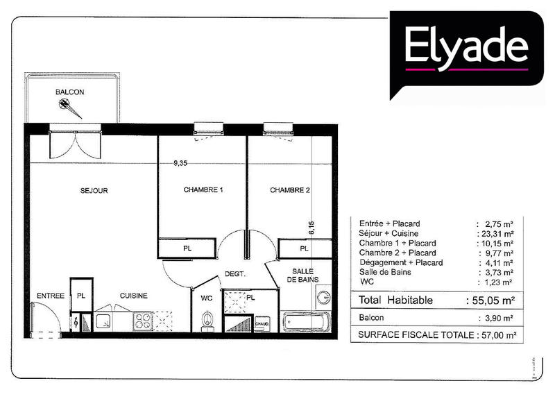 Appartement - 55 m² - 3 pièces