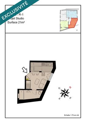 Appartement - 21 m² - 1 pièce