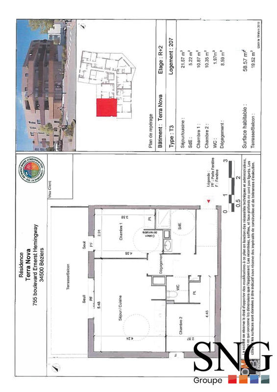 Appartement - 59 m² - 3 pièces