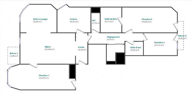 Appartement - 99 m² - 5 pièces