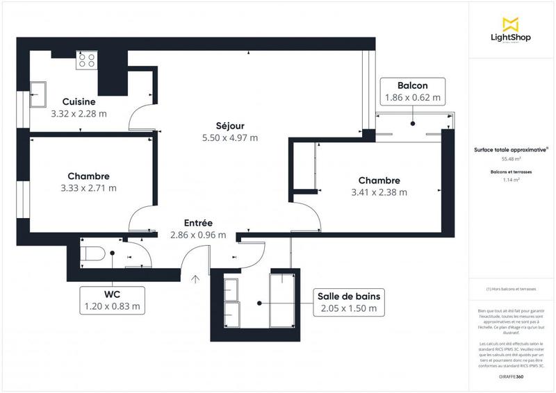 Appartement - 56 m² - 3 pièces