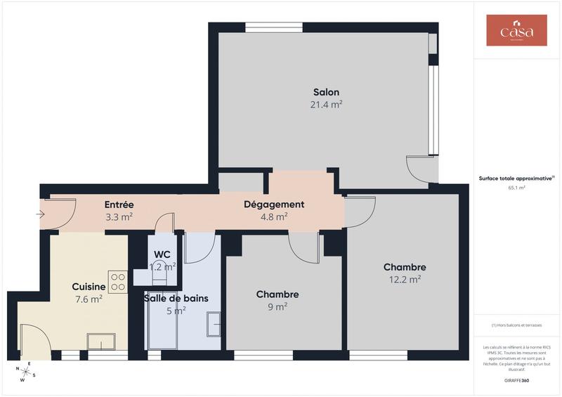 Appartement - 66 m² - 3 pièces