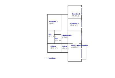 Appartement - 79 m² - 5 pièces