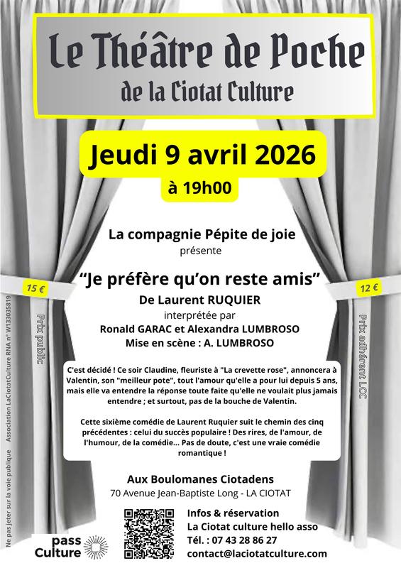 Théâtre de Poche - je préfère qu’on reste amis