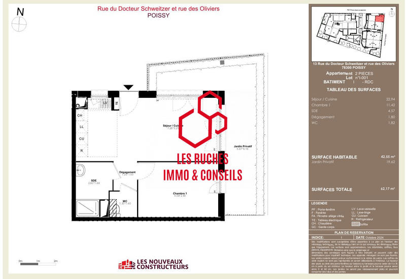 Appartement - 43 m² - 2 pièces