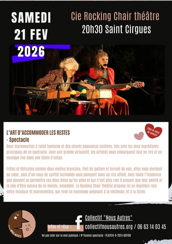 Spectacle «l’art d’accommoder les restes» ! à Saint-Cirgues